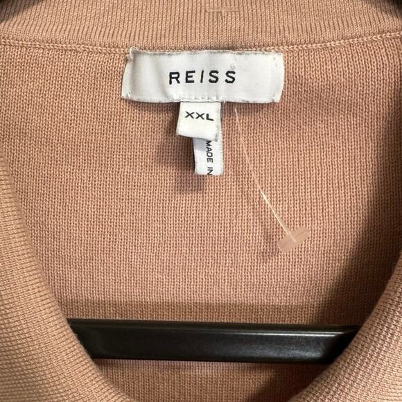 Reiss Primo Press Stud Polo Shirt Colorblock Short Sleeve Pink White Size XXL - Picture 11 of 14